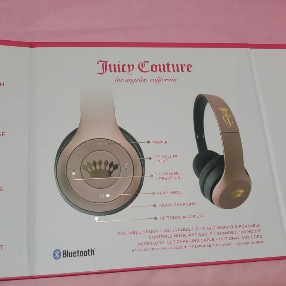 Juicy Couture Bluetooth Crown Headphones Rose Gold NEW IN BOX